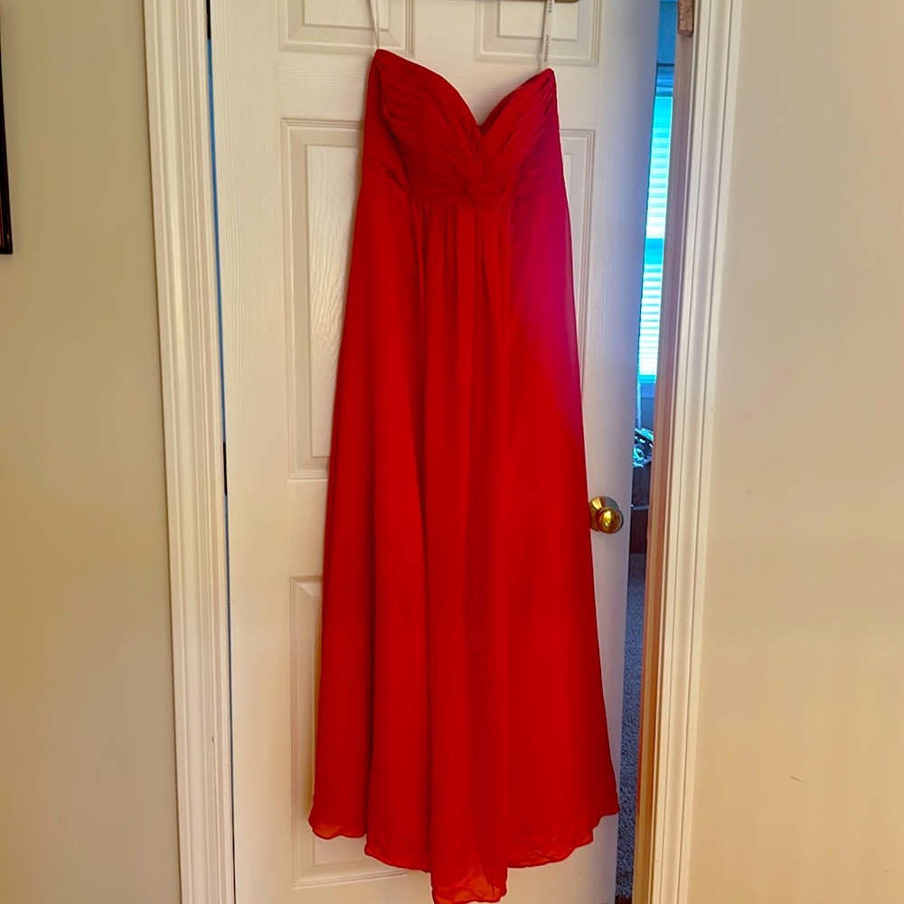 Beautiful, never worn, red chiffon dress